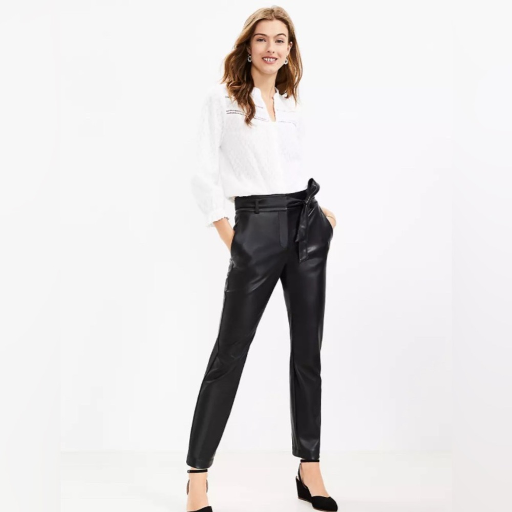 LOFT Women's Black Faux Leather Pants